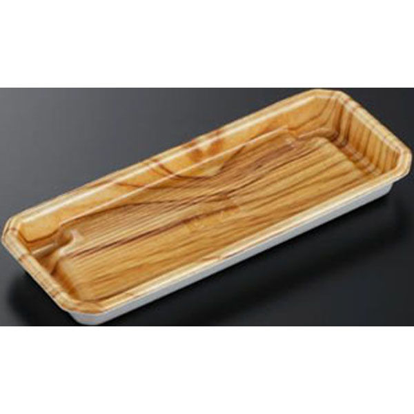 中央化学 鮮魚トレー まくら桶 N25-10 木理BR 身 00693152 1袋(50個)（直送品）