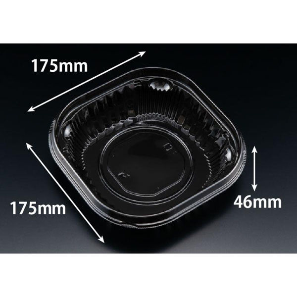 リスパック 冷麺容器 バイオ バッチリ 17-46B 黒 PBNA412 1ケース(600個(100個×6))（直送品）