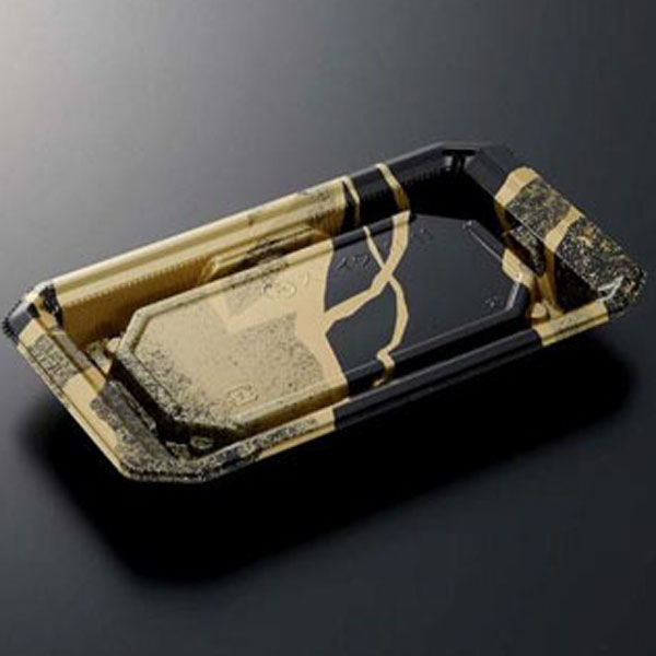 中央化学 寿司容器 HS澄板18-11 金継BK-BK 身 00650781 1袋(50個)（直送品）