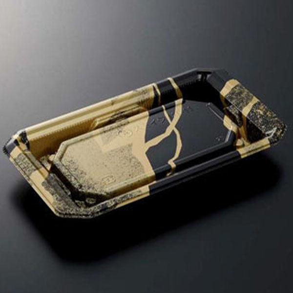 中央化学 寿司容器 HS澄板18-11 金継BK-BK 身 00650781 1ケース(1000個(50個×20))（直送品）