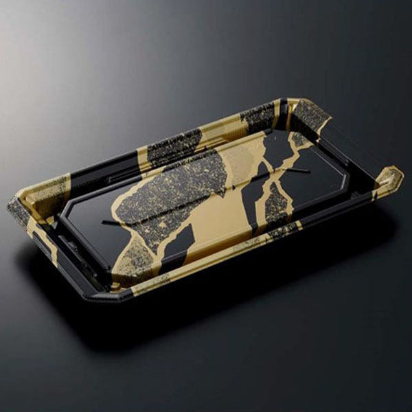 中央化学 寿司容器 HS澄板26-14 金継BK-BK 身 00650785 1袋(50個)（直送品）