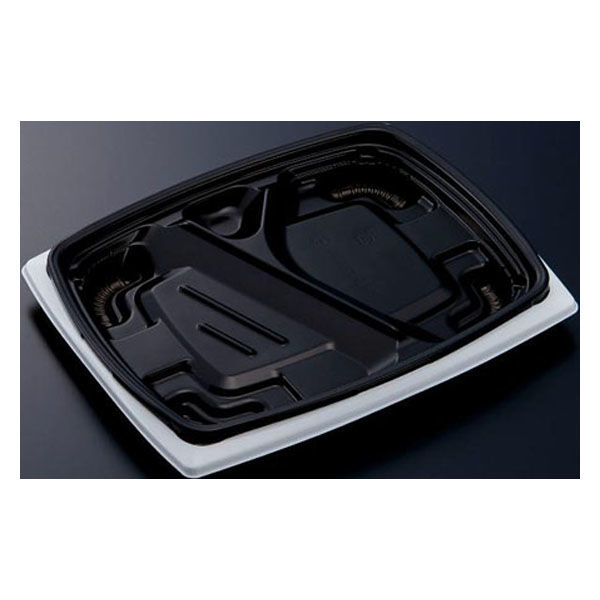 中央化学 弁当容器 CTリル 24-20L 黒白 身 00627935 1ケース(600個(50個×12))（直送品）