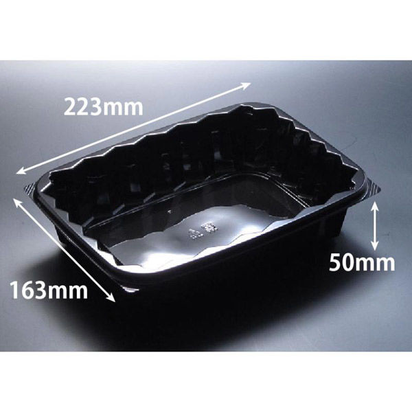 リスパック サラダ容器 バイオ 角ケース 22L-1200BZ 黒 PKCC312 1袋(50個)（直送品）