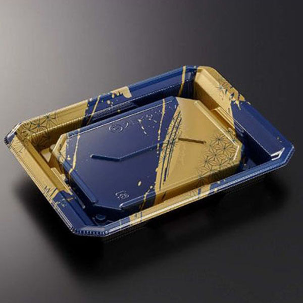 中央化学 寿司容器 HS澄板18-14 麻筆DB-BK 身 00114283 1袋(50個)（直送品）