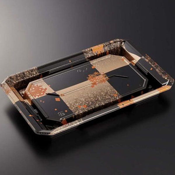 中央化学 寿司容器 HS澄板22-14 箔絵BK-BK 身 00115156 1ケース(600個(50個×12))（直送品）