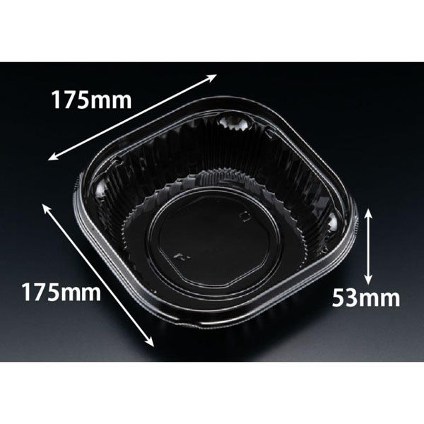 リスパック 冷麺容器 バイオ バッチリ 17-53B 黒 PBNA422 1ケース(600個(100個×6))（直送品）