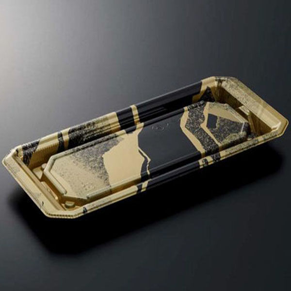 中央化学 寿司容器 HS澄板24-11 金継BK-BK 身 00650784 1袋(50個)（直送品）