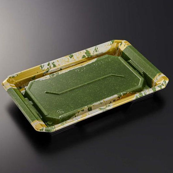 中央化学 寿司容器 HS澄板22-14 若草GN-BK 身 00115176 1ケース(600個(50個×12))（直送品）