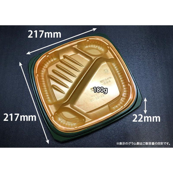 リスパック 弁当容器 バイオ マウント 22-22-1B カリリ金 RHHS705 1袋(50個)（直送品）