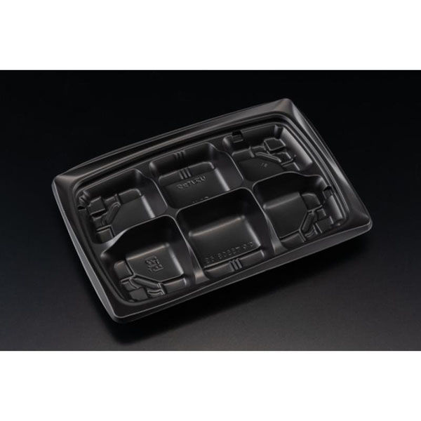 リスパック 弁当容器 バイオデリカ かなで 550B 6S 黒 RHIG777 1ケース(800個(50個×16))（直送品）