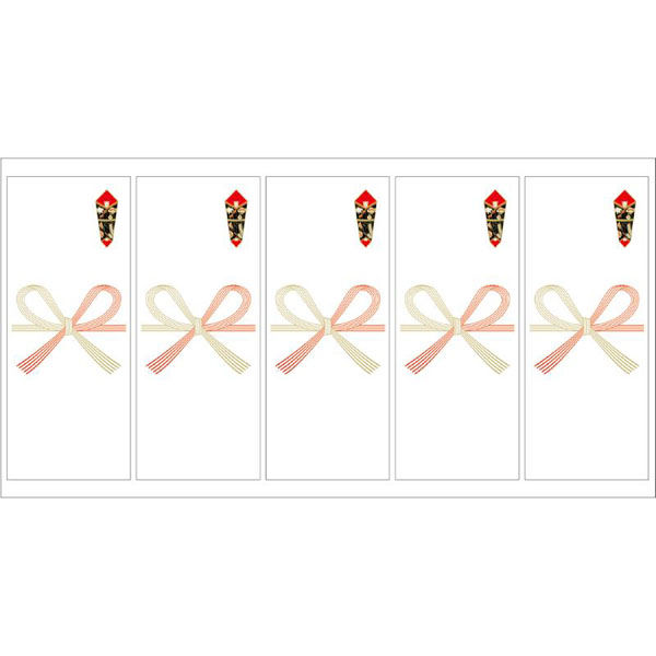 ササガワ 贈答用飾り 24-1900 シール札紙(短冊のし) 無字 50片入(5片×10シート) 1ケース(5個(1個×5))（直送品）