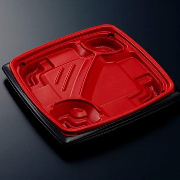 中央化学 弁当容器 CTリル 22-22C 赤黒-BK 身 00651519 1ケース(600個(50個×12))（直送品）