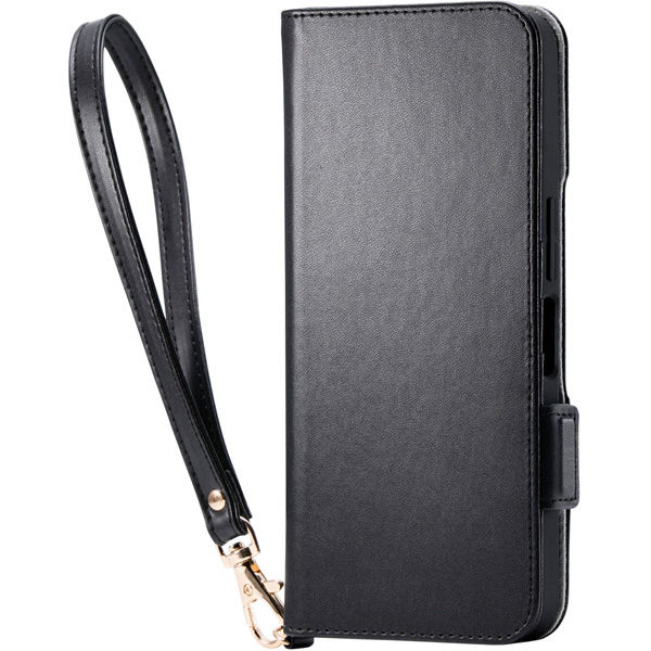 AQUOS wish5 (SH-52F) ケース ハンドストラップ付 ブラック PM-S251PLFY4BK エレコム 1個（直送品）