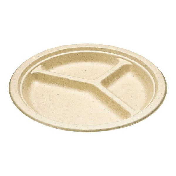 ダイモン ムギ・タケ プレート 三仕切(50枚入)26cm AGM-13 1枚(50枚) 67-5740-61（直送品）