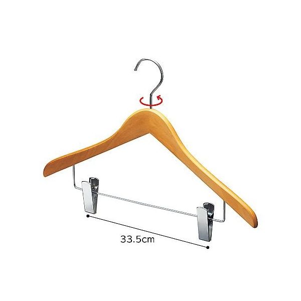 アズワン 木製コーディネートハンガー ナチュラルボトム下型クリップ付 10本 67-9300-90 1セット(10本)（直送品）