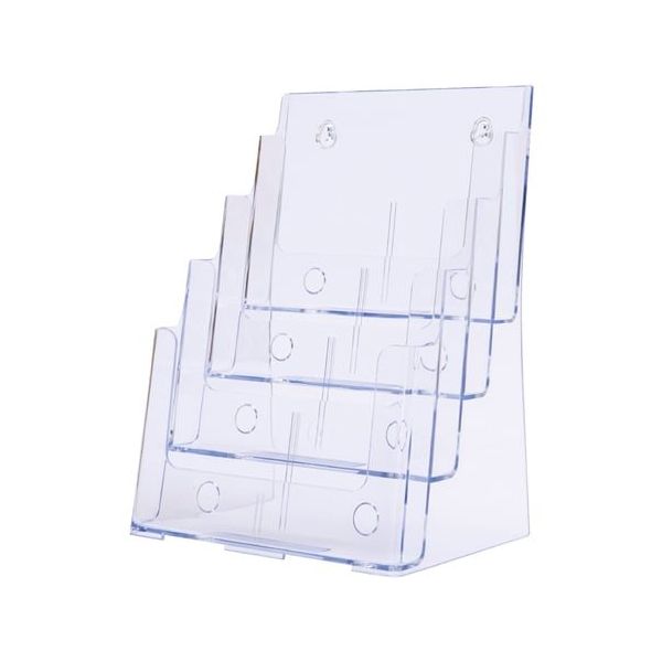 アズワン ツーウェイパンフレット立て 透明 パンフレットスタンドA4 4段 68-0986-84 1個（直送品）