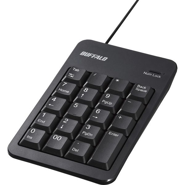 バッファロー 有線テンキー　抗菌仕様・Ｔａｂキー付き　ブラック BSTK120BK 1台（直送品）