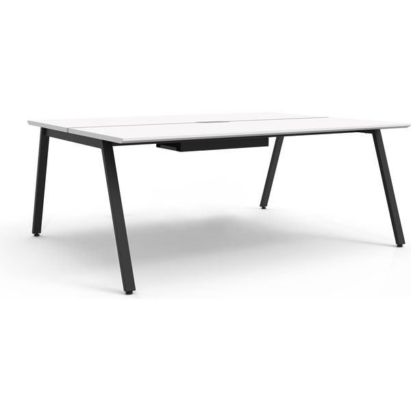 オカムラ VILLAGE VD-A　ワークテーブル　幅1800×奥行1200×高さ720mm　天板ホワイト/脚ブラック 1台（取寄品）