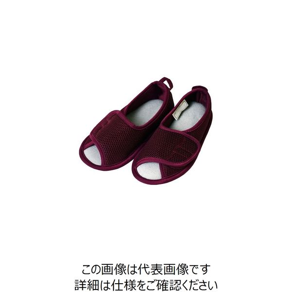ひまわり ささえルームシューズ(つま先開きタイプ) ワイン L B00307 1足 7-8535-02（直送品）