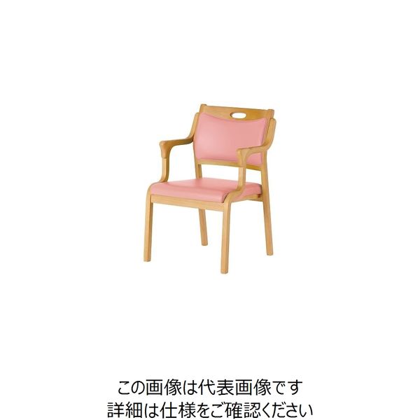 スタッキングチェア 半ひじ・グリップ付(2脚入) ライトブラウン×ピンク Care-111-AC LB AL-P 1箱(2脚)（直送品）