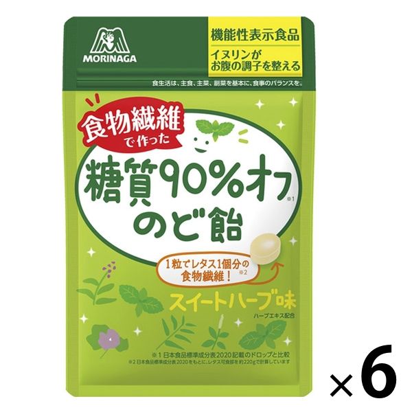 糖質90％オフのど飴 6袋 森永製菓 【機能性表示食品】 低糖質 キャンディ