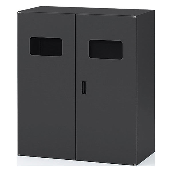 【組立設置込】イトーキ シンラインキャビネット ダストボックス ゴミ箱 両開き 本体（下置き） ブラック 幅900×奥行450×高さ1098mm 1台（直送品）