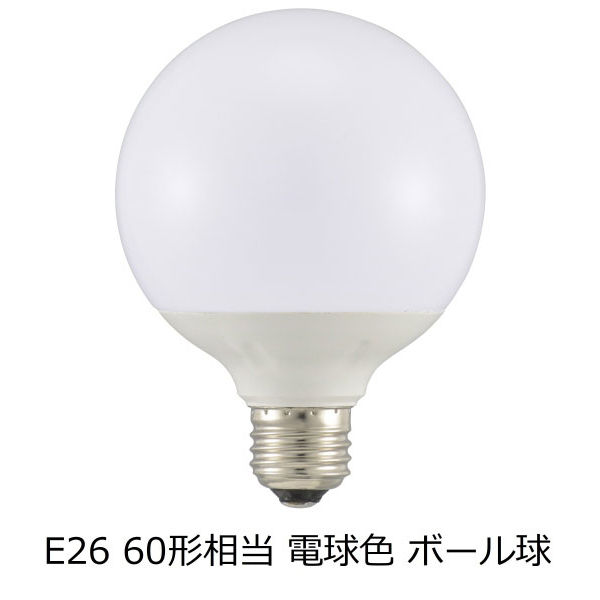 オーム電機 LED電球 ボール電球形 E26 60形 電球色 全方向 LDG6L-G AG24 1個
