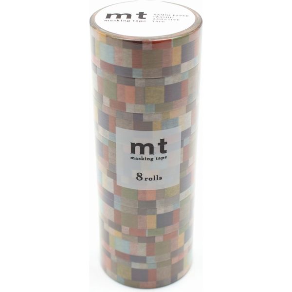 カモ井加工紙 mt マスキングテープ 8P（8巻セット）モザイク・グレイッシュ [幅15mm×7m] MT08D177R 1個
