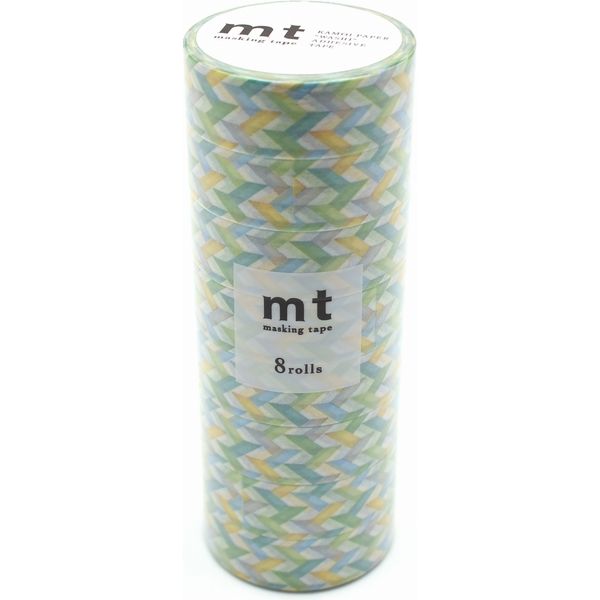 mt マスキングテープ 8P（8巻セット）スラッシュ・グリーン [幅15mm×7m] MT08D219R 1個 カモ井加工紙（直送品）
