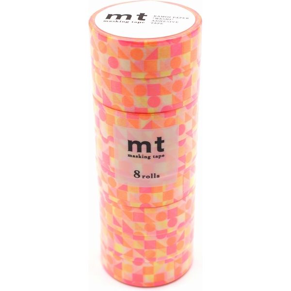 カモ井加工紙 mt マスキングテープ 8P(8巻セット)まるさんかくしかく・ピンク [幅15mm×7m] MT08D297R 1個