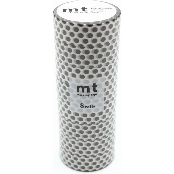 カモ井加工紙 mt マスキングテープ 8P（8巻セット）ドット・ブラック [幅15mm×7m] MT08D368R 1個