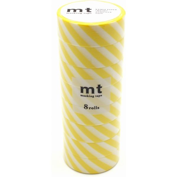 mt マスキングテープ 8P（8巻セット）ストライプ・レモン [幅15mm×7m] MT08D369R 1個 カモ井加工紙（直送品）