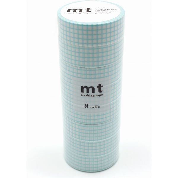 mt マスキングテープ 8P（8巻セット）方眼・ミントブルー [幅15mm×7m] MT08D395R 1個 カモ井加工紙（直送品）