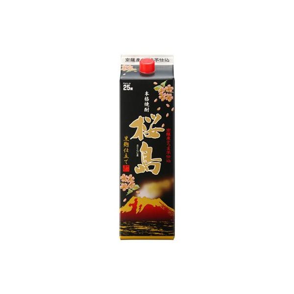 桜島 黒麹仕立て 25度 1.8L パック 1本 芋焼酎 本坊酒造 - アスクル