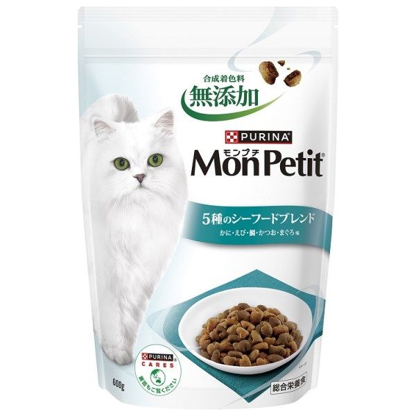 モンプチ バッグ 5種のシーフードブレンド かに・えび・鯛・かつお・まぐろ味 600g ネスレ キャットフード 猫 ドライ おやつ