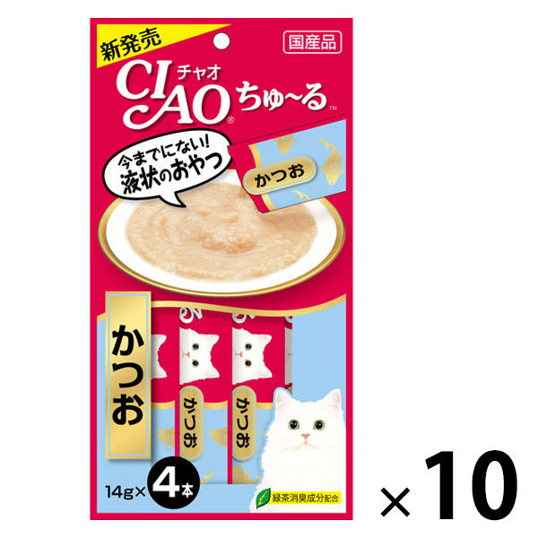 いなば CIAO チャオ ちゅーる キャットフード 猫 かつお 国産（14g×4本 