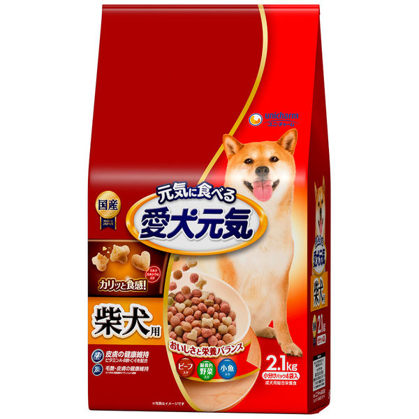 愛犬元気 柴犬用 ビーフ・緑黄色野菜・小魚入り 2.1kg（小分けパック4