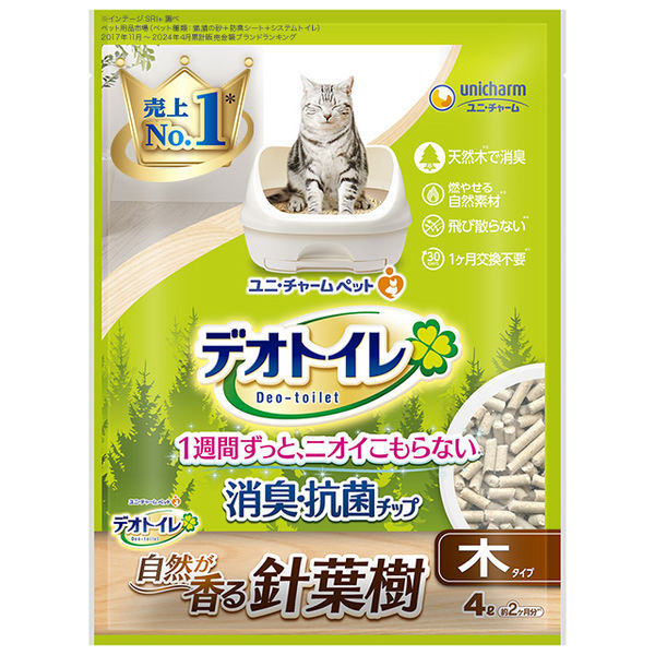 完売 デオトイレ 4L（約2ヶ月 消臭・抗菌チップ 針葉樹の飛び散らない トイレ用品