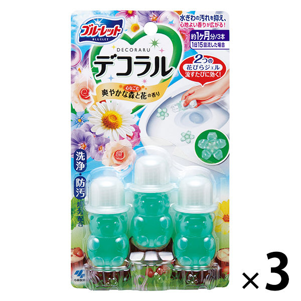 ブルーレットデコラル トイレ芳香洗浄剤 爽やかな森と花 3個（9本入） 小林製薬