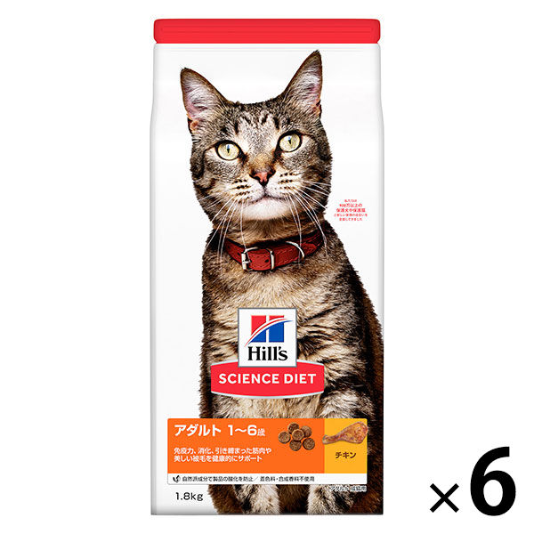 サイエンスダイエット キャットフード アダルト 成猫用 1歳～6歳 下部尿路の健康維持 チキン 1.8kg 6袋