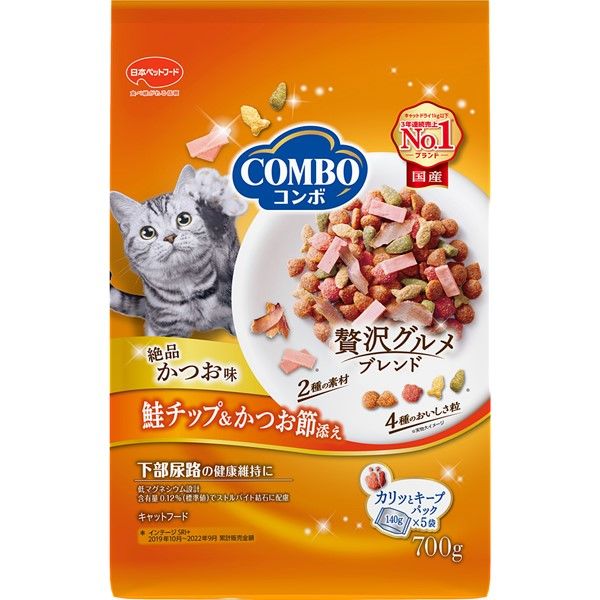 コンボ キャットフード 鮭チップ 猫下部尿路 国産 700g（140g×５袋）