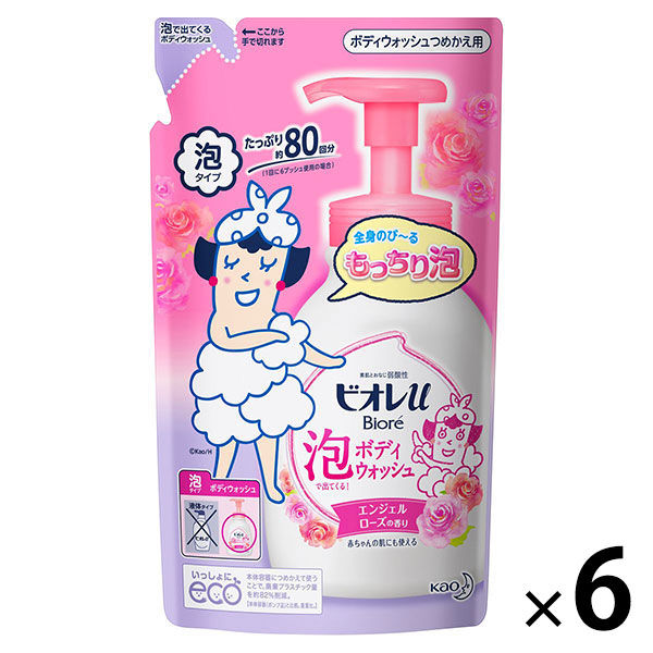 ビオレu 泡で出てくるボディウォッシュ エンジェルローズの香り 詰め替え 480ml 6個 花王