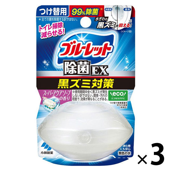 液体ブルーレットおくだけ除菌EX トイレタンク 芳香洗浄剤 スーパーアクアソープの香り 詰め替え用 67ml 1セット（3個） 小林製薬