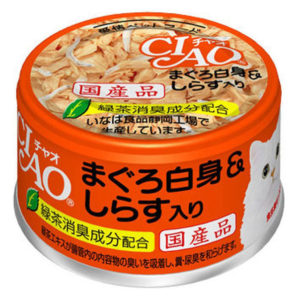 いなば CIAO チャオ ホワイティ まぐろ白身＆しらす入り 国産 85g 12缶 キャットフード 猫用 缶詰