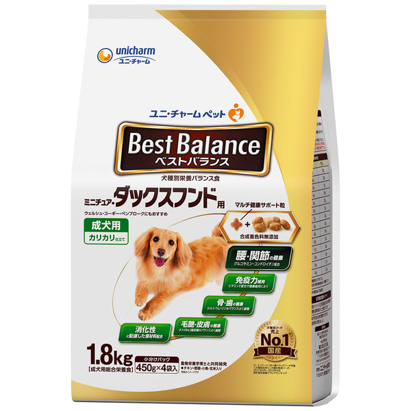 ベストバランス ドッグフード カリカリ仕立て 成犬 ミニチュアダックスフンド用 1.8kg（450g×4袋入）国産 1袋 ユニ・チャーム