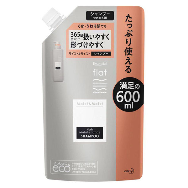 エッセンシャル flat フラット モイスト＆モイスト シャンプー 詰め替え 600ml 花王