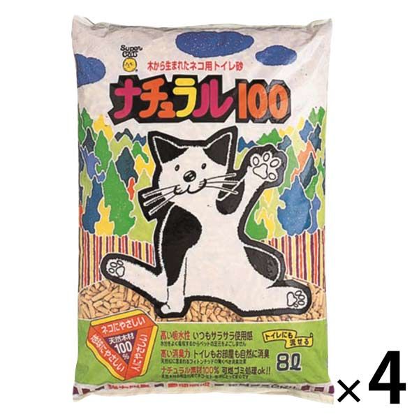 スーパーキャット 猫砂 木製 ナチュラル100 国産 8L 4袋 アスクル