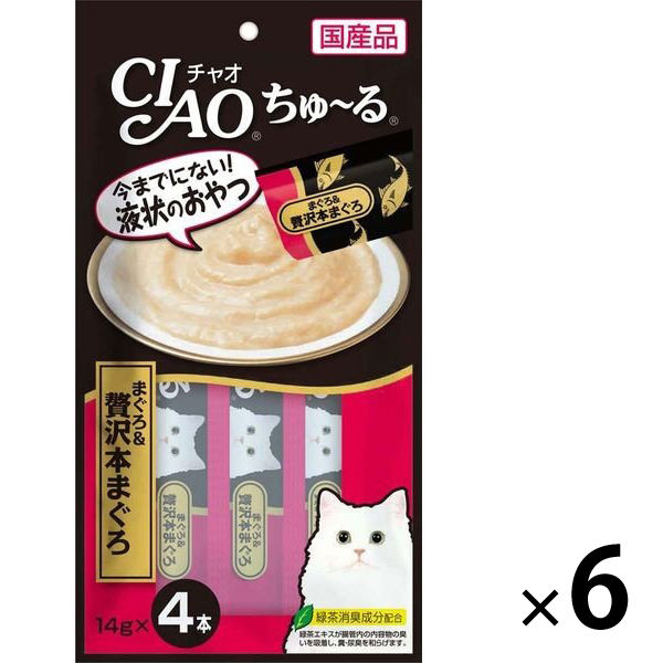 いなば CIAO チャオ ちゅーる 猫 まぐろ＆贅沢本まぐろ 国産（14g×4本）6袋 キャットフード ちゅ～る おやつ