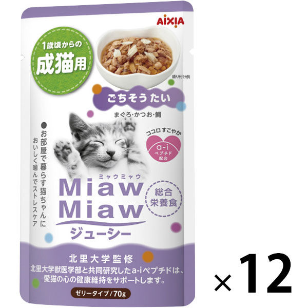 ミャウミャウ キャットフード ジューシー ごちそうたい 成猫用 ゼリータイプ 70g 12袋 アイシア