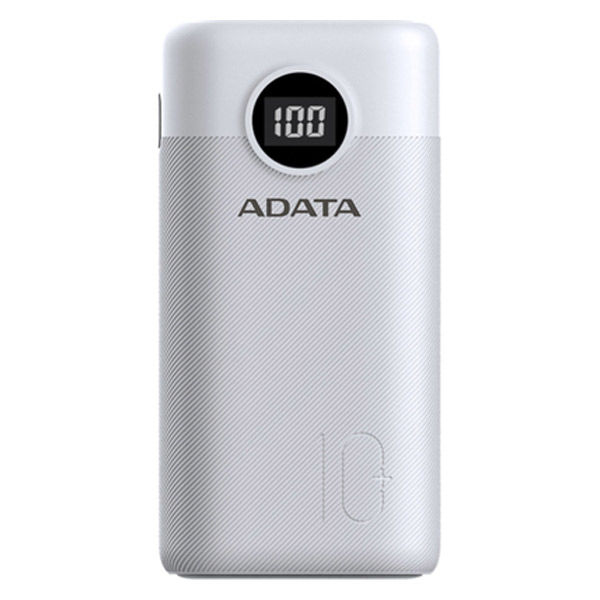 モバイルバッテリー 10000mA USB-A×2/Type-C×1/PD対応/P10000QCD ホワイト 1個 ADATA